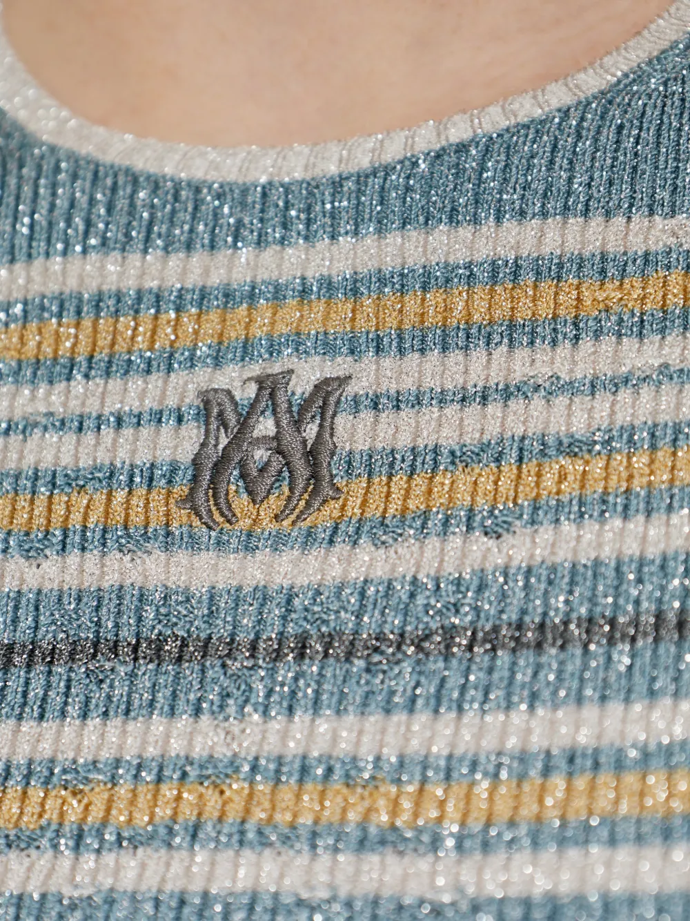 logo-embroidered striped top