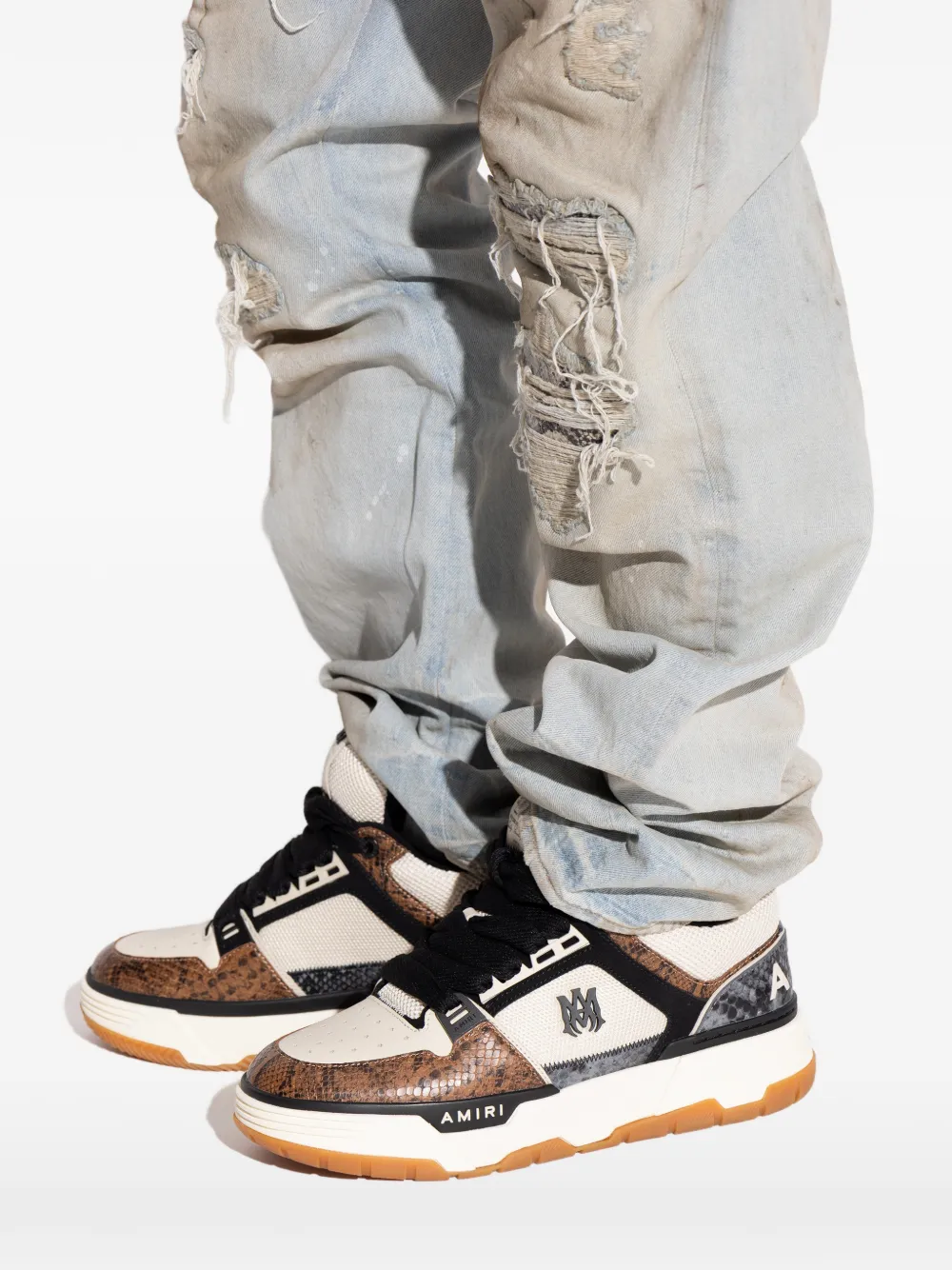 AMIRI snakeskin logo sneakers Beige