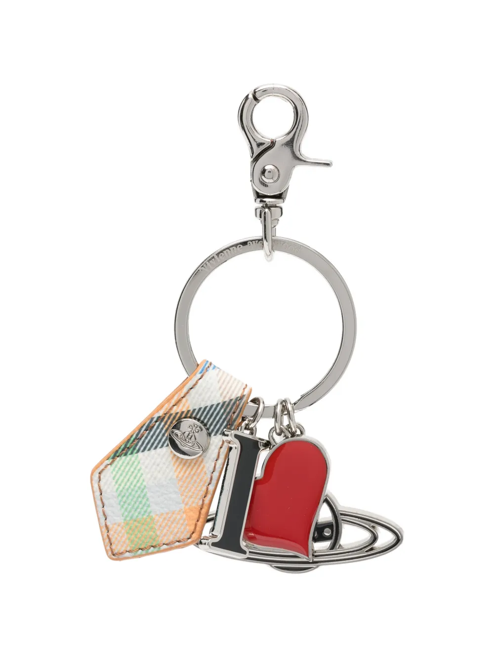 Vivienne Westwood I Love Orb tartan keyring - Argento