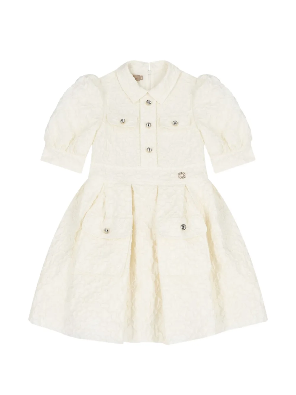 ELIE SAAB JUNIOR logo-detail taffeta dress - Toni neutri