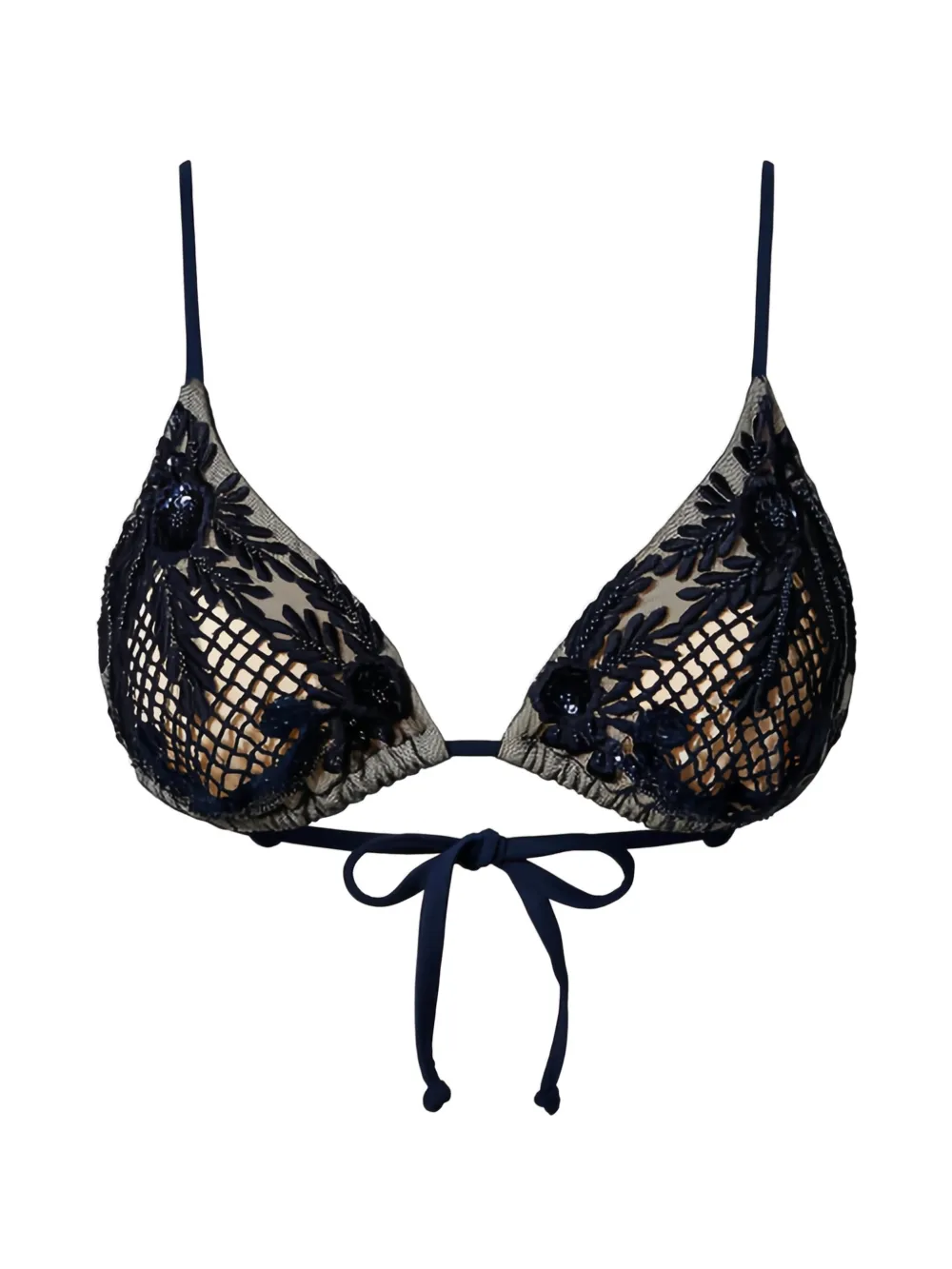 TWINSET macramé embroidered triangle bikini top - Blu