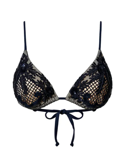 TWINSET macramé embroidered triangle bikini top
