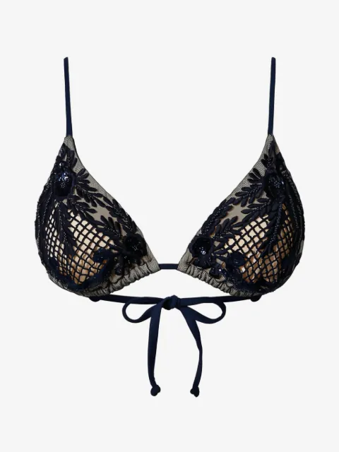 TWINSET haut de bikini triangle à broderies en macramé