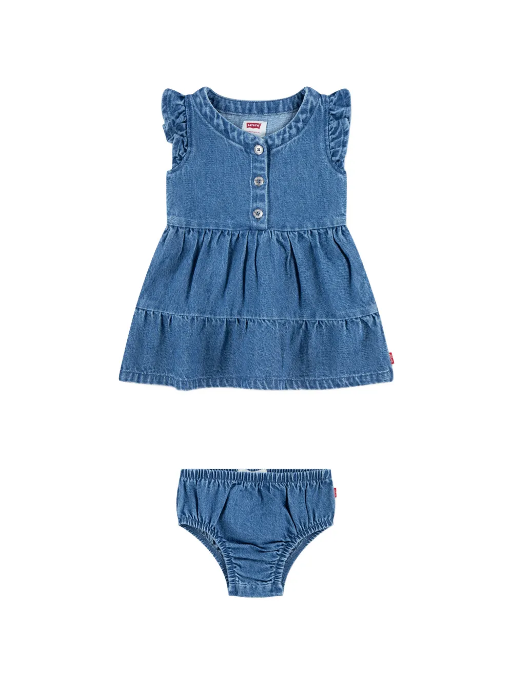 Levi's Kids ruffled tiered dress set (set of two) - Blue