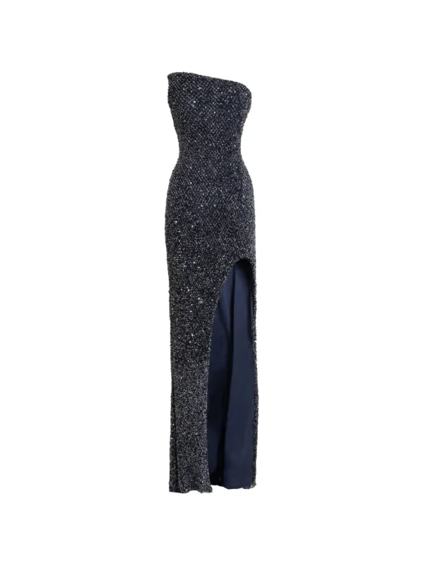 gemy maalouf beaded strapless dress Gemy Maalouf Strapless Beaded Asymmetric Dress
