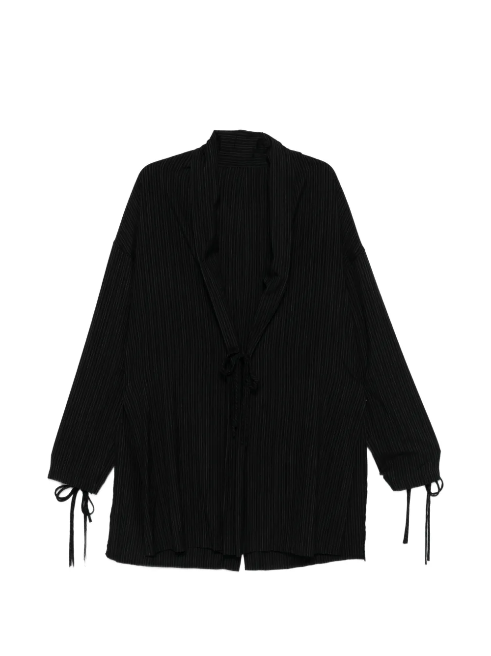 Yohji Yamamoto tie-detail coat - Black
