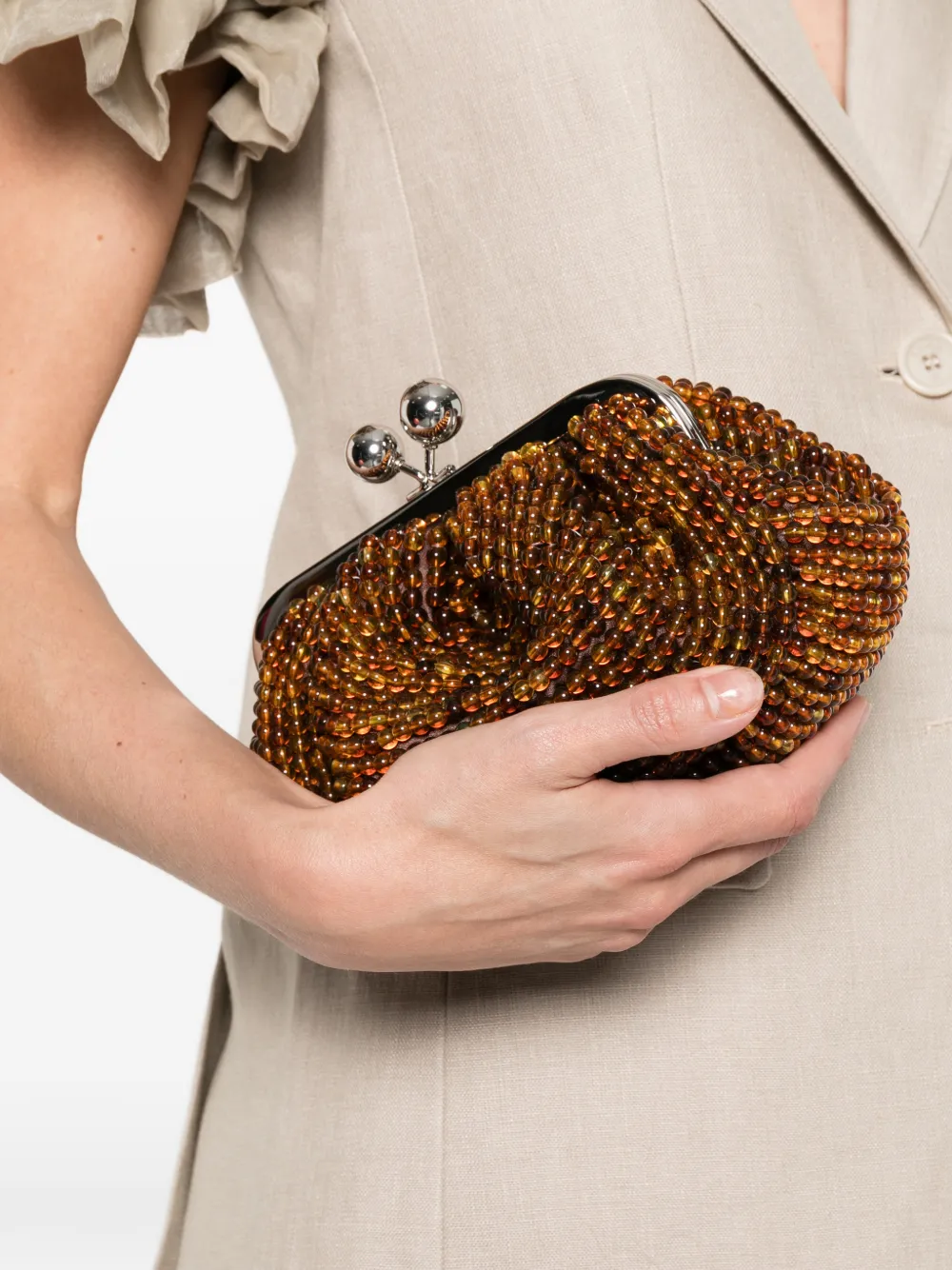  Weekend Max Mara Beaded Clutch Bag - Brown 