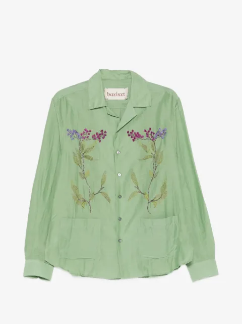 Baziszt flower-embroidered shirt