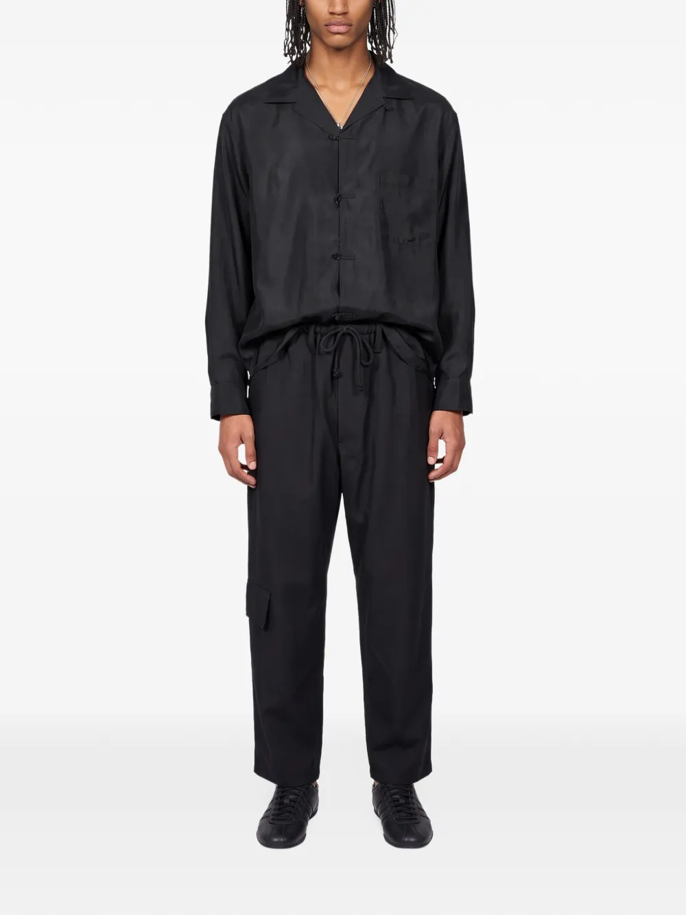 Yohji Yamamoto Overhemd met borstzak en kikkersluiting Zwart