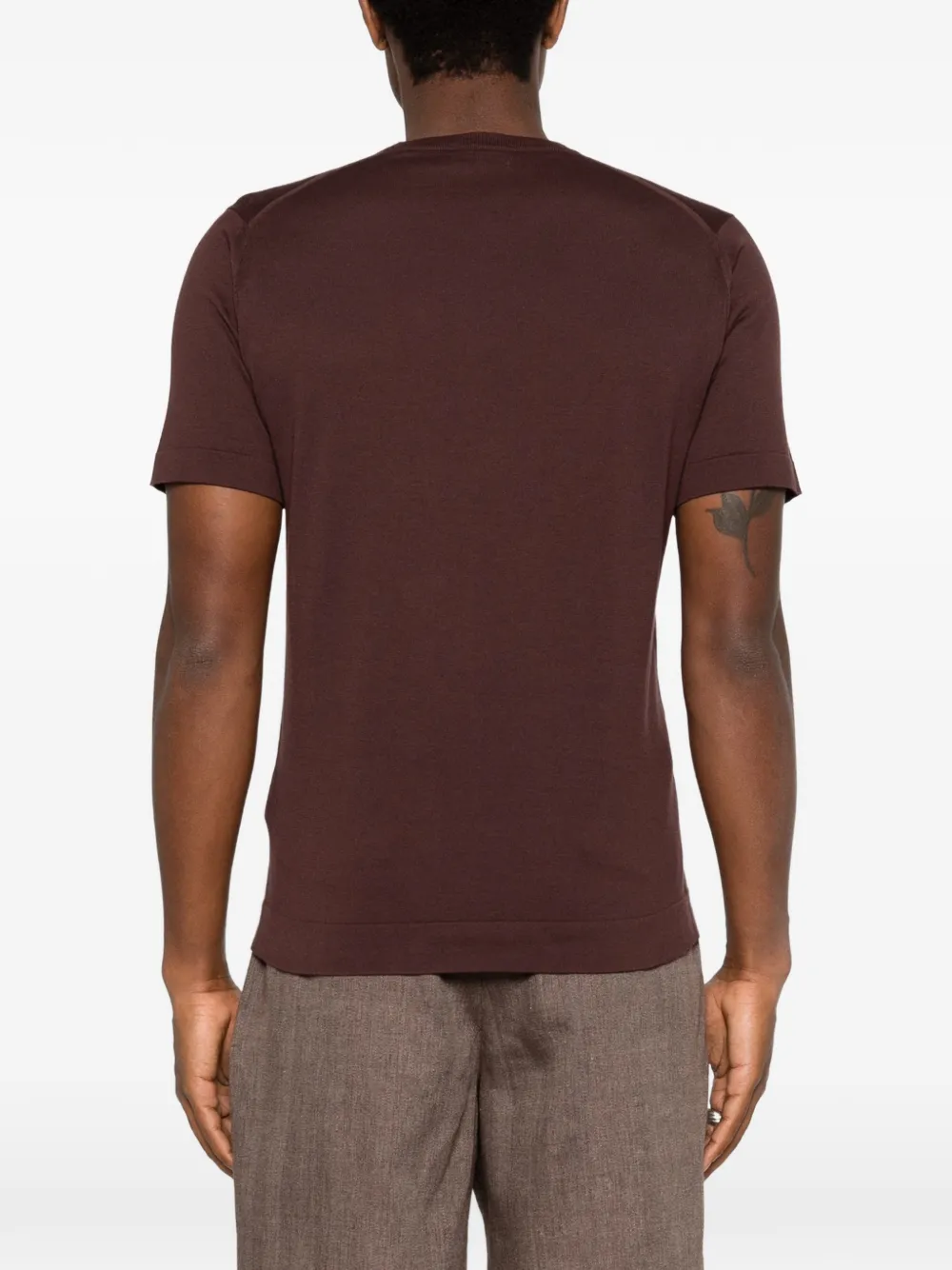 John Smedley Lorca fijngebreid T-shirt Bruin