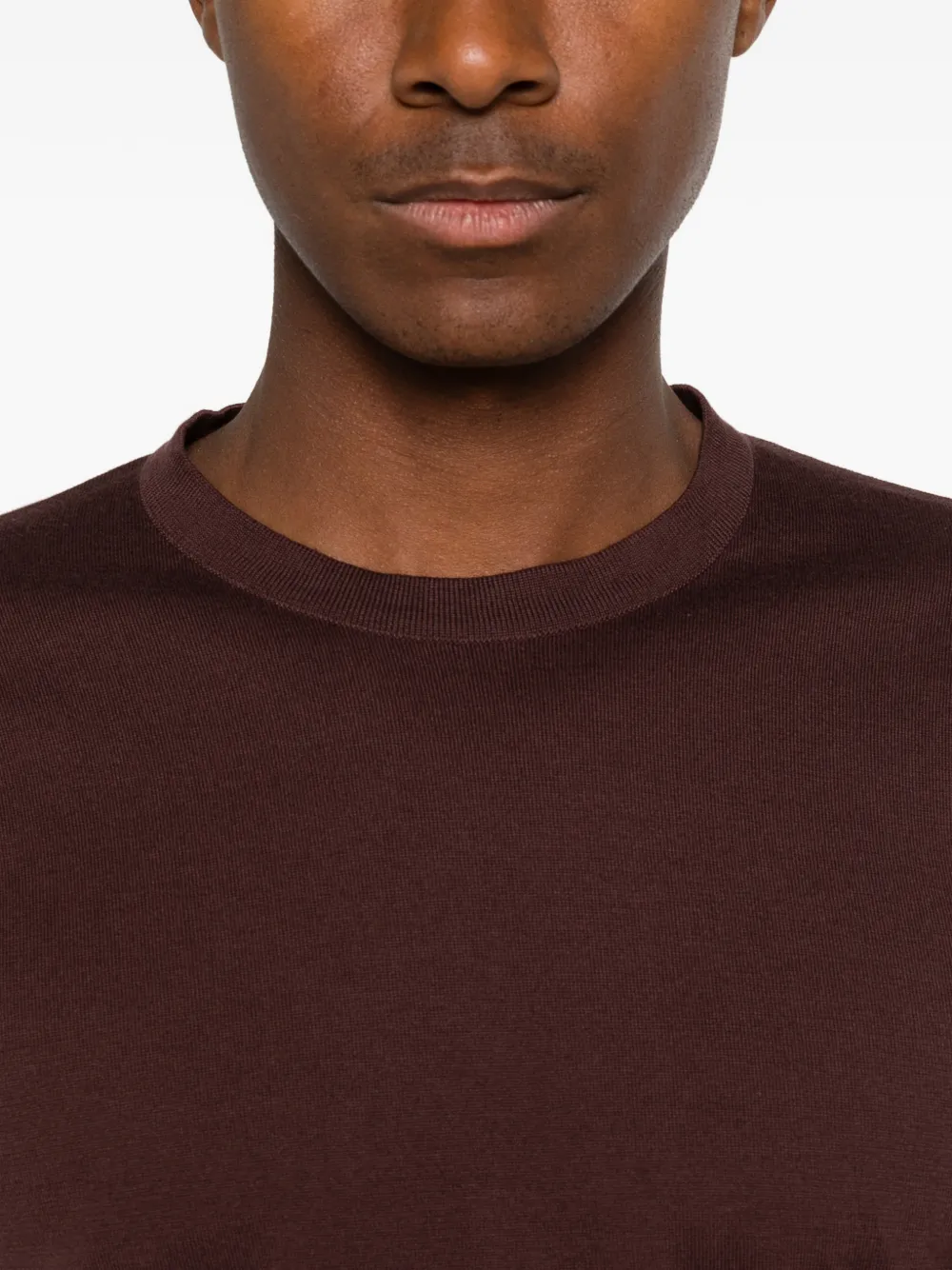 John Smedley Lorca fijngebreid T-shirt Bruin