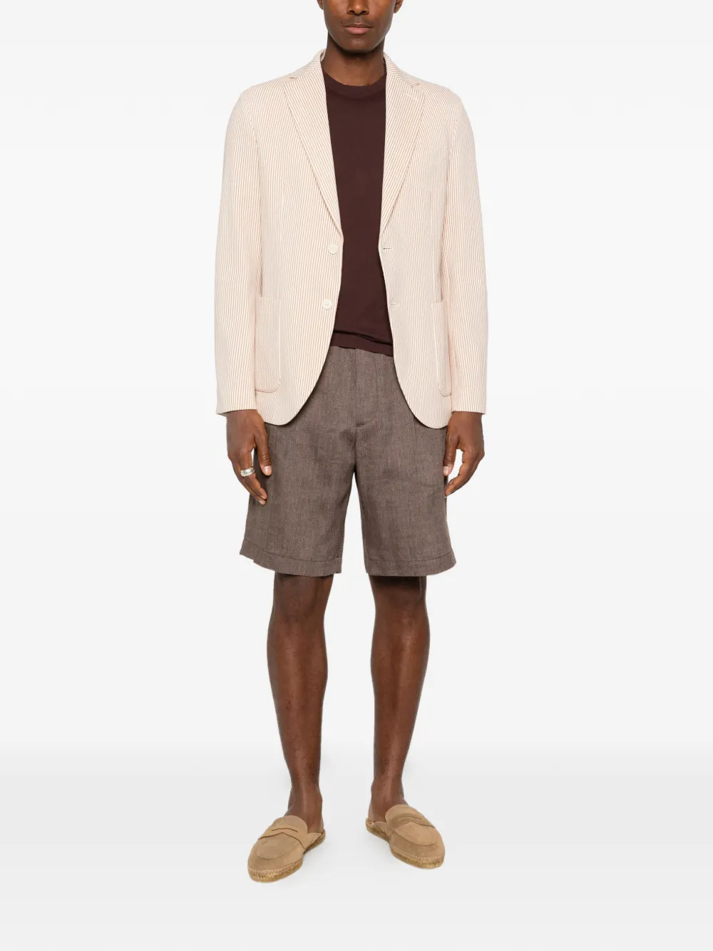 John Smedley Lorca fijngebreid T-shirt Bruin