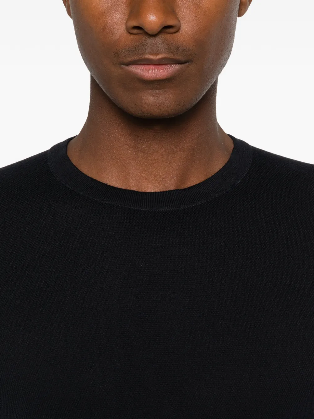 John Smedley Piqué T-shirt met geribbelde afwerking Blauw