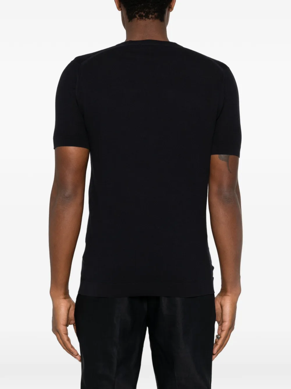 John Smedley Piqué T-shirt met geribbelde afwerking Blauw