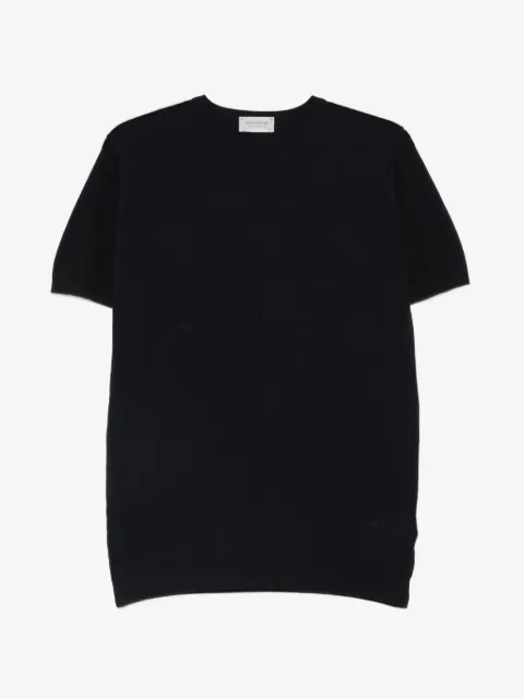 John Smedley T-shirt i pique-strik med ribbet kant