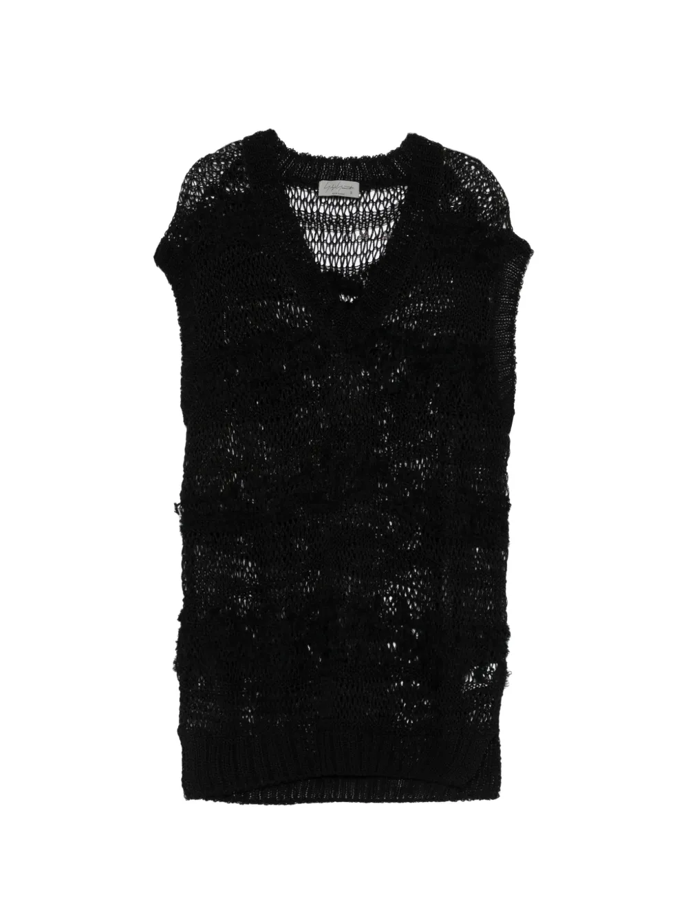 Yohji Yamamoto V-neck knitted top - Nero