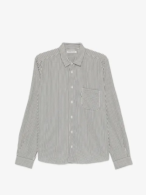 YMC Curtis striped chest-pocket shirt
