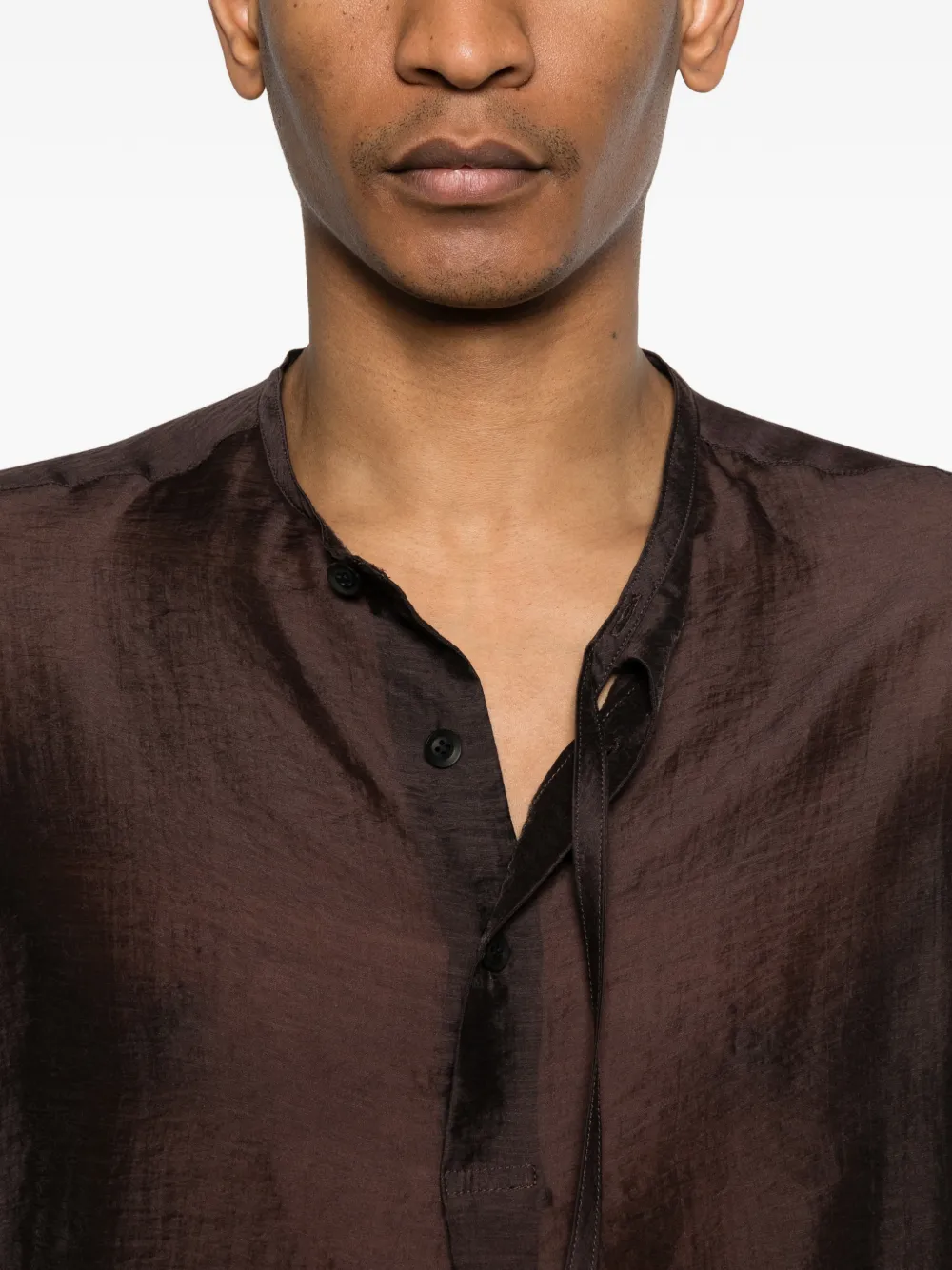 Yohji Yamamoto Overhemd met ronde hals Bruin