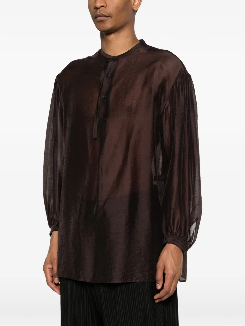 Yohji Yamamoto Overhemd met ronde hals Bruin
