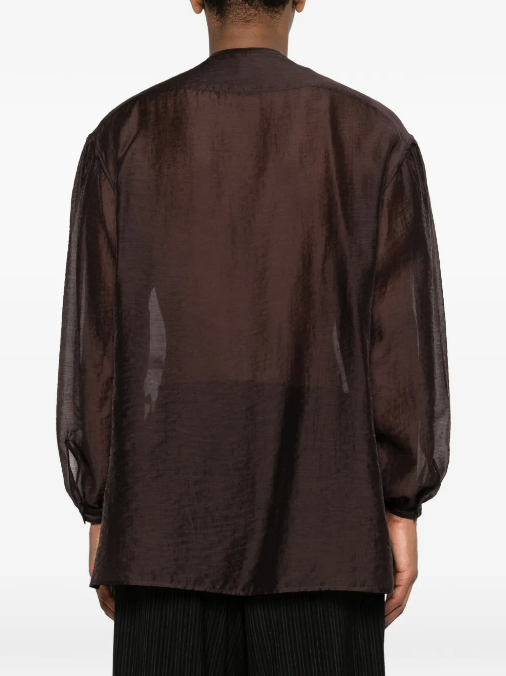 Yohji Yamamoto Overhemd met ronde hals Bruin