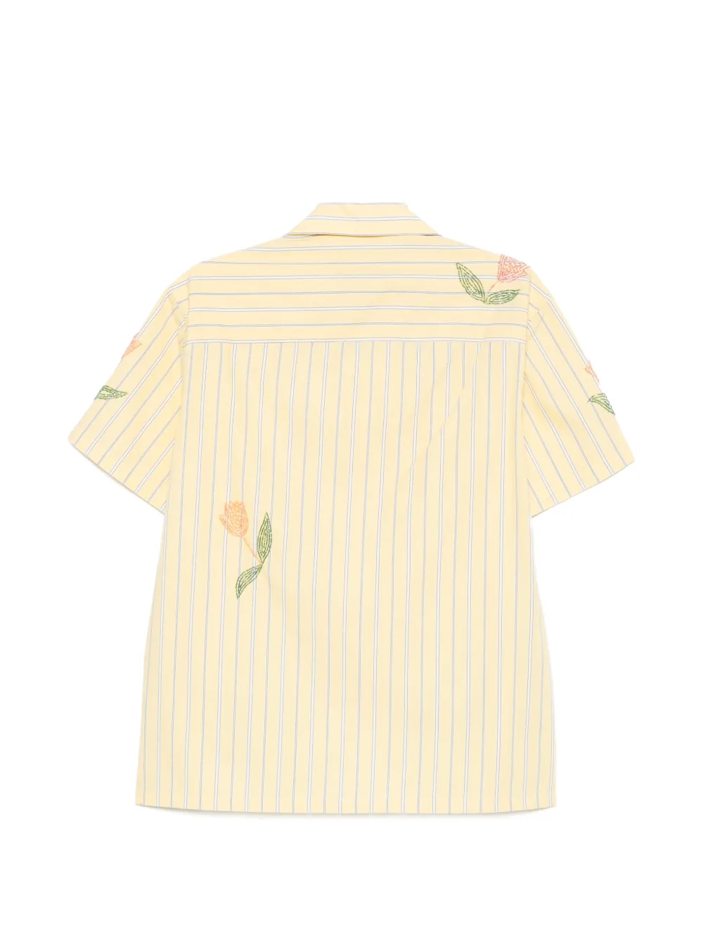 Baziszt 플로럴 자수 스트라이프 패턴 셔츠