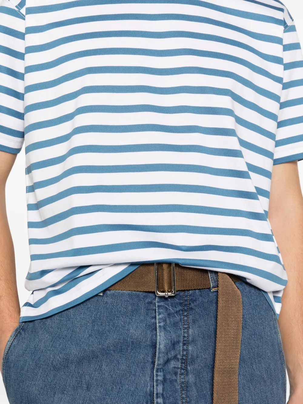 Junya Watanabe MAN Gestreept T-shirt Blauw