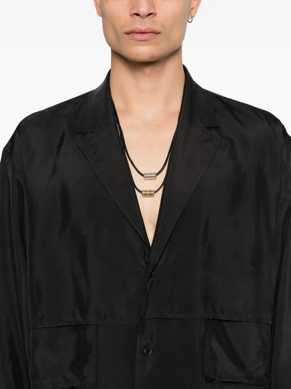 Yohji Yamamoto Jas met opgestikte zak Zwart