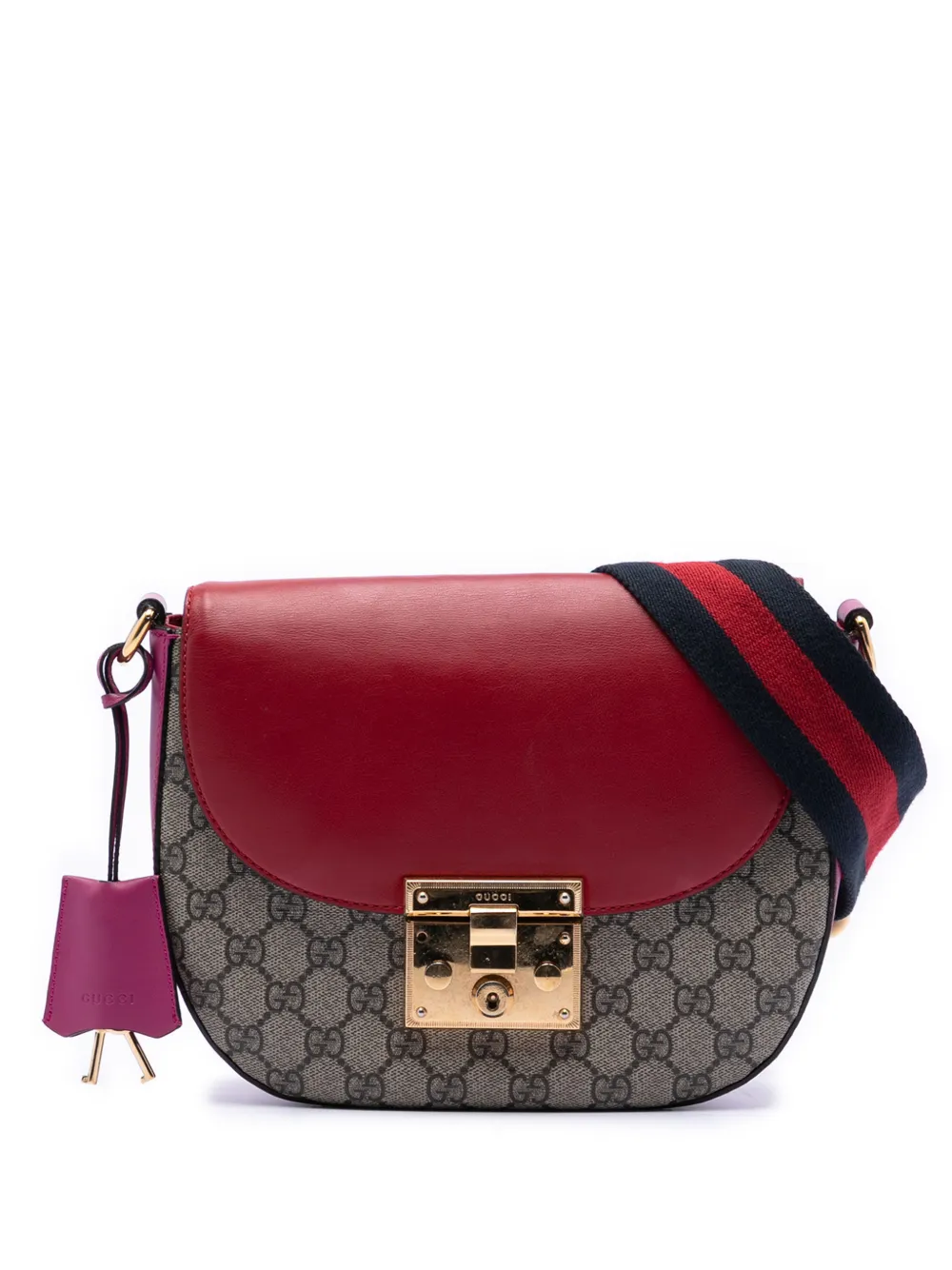 Gucci Pre-Owned 2016-2026 GG Supreme Web Padlock crossbody bag - Marrone