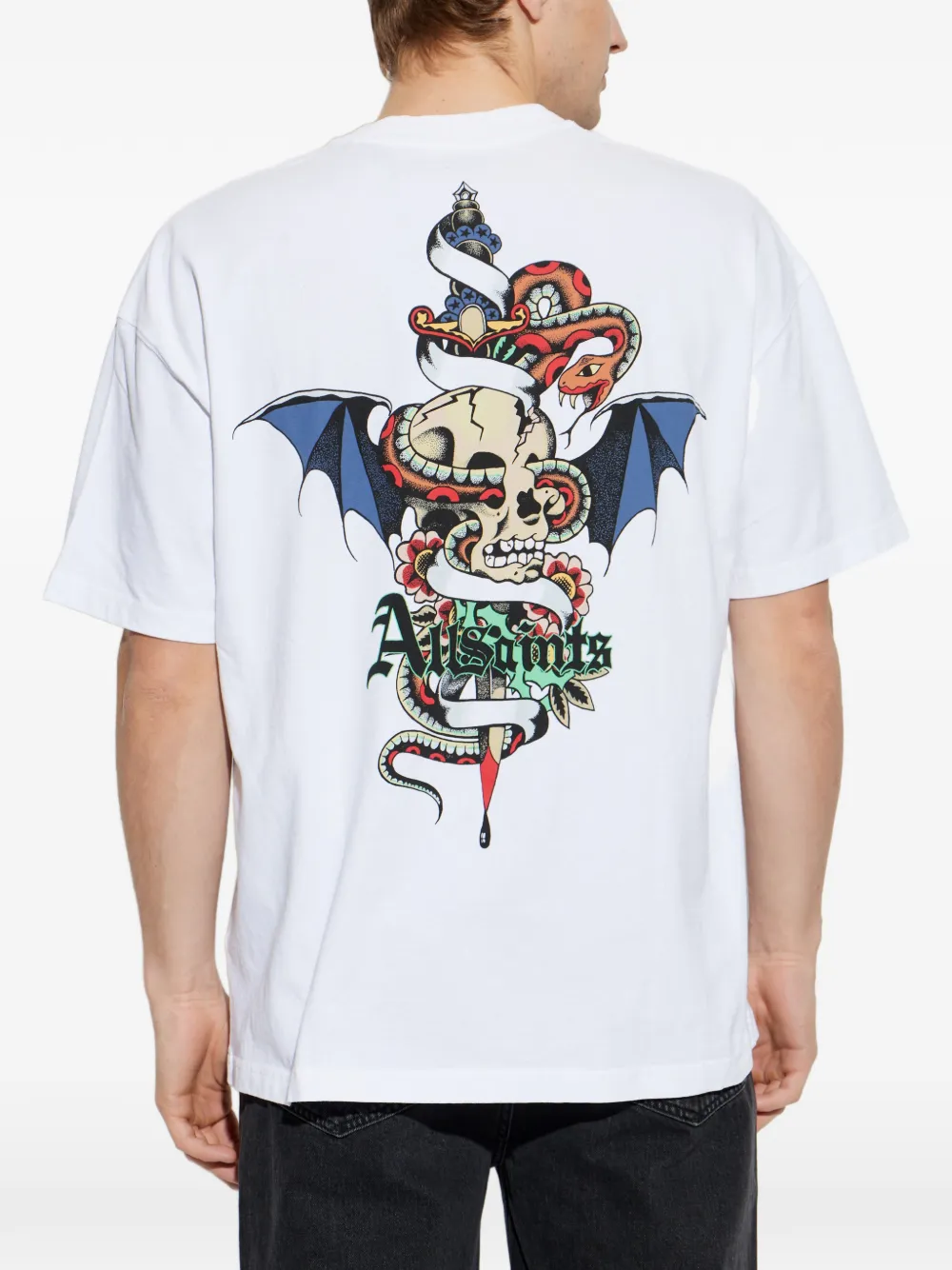AllSaints Skull Snake Graphic T-shirt | White | FARFETCH