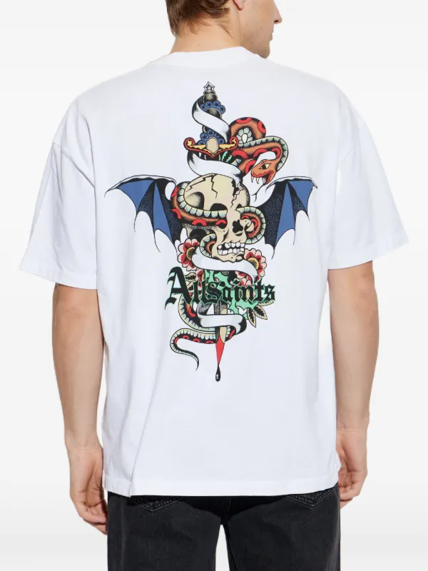 L.G.B. SKULLS/HSV/P スカル総柄Tシャツ AllSaints Skull Snake Graphic T-shirt | White | FARFETCH