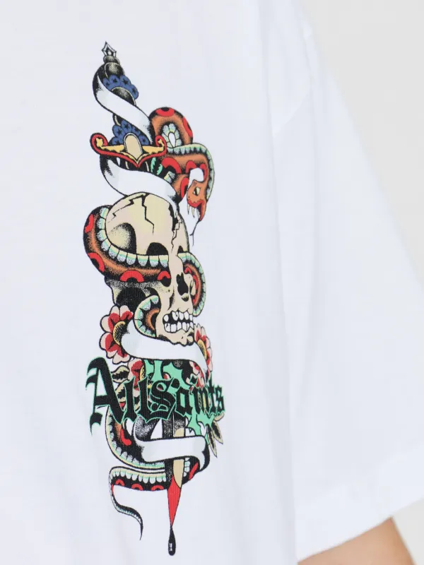 L.G.B. SKULLS/HSV/P スカル総柄Tシャツ AllSaints Skull Snake Graphic T-shirt | White | FARFETCH