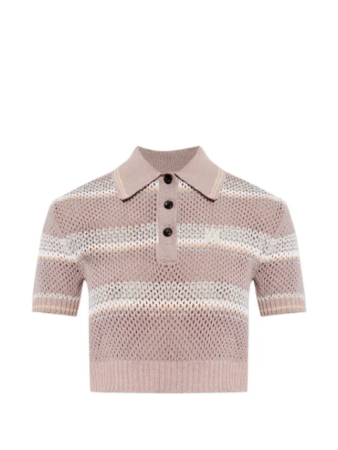 AMIRI striped crochet-effect polo shirt