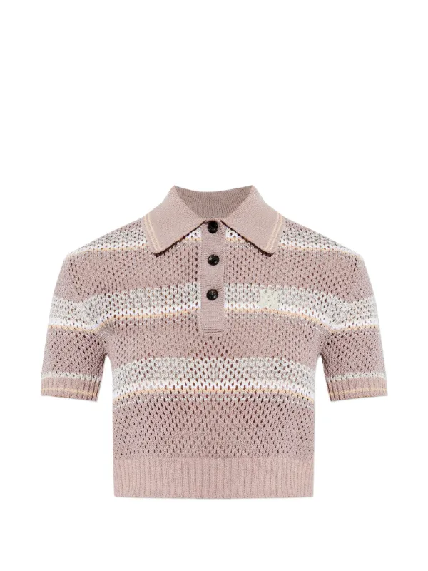 Amiri Ma Stripe Crochet Polo in Pink