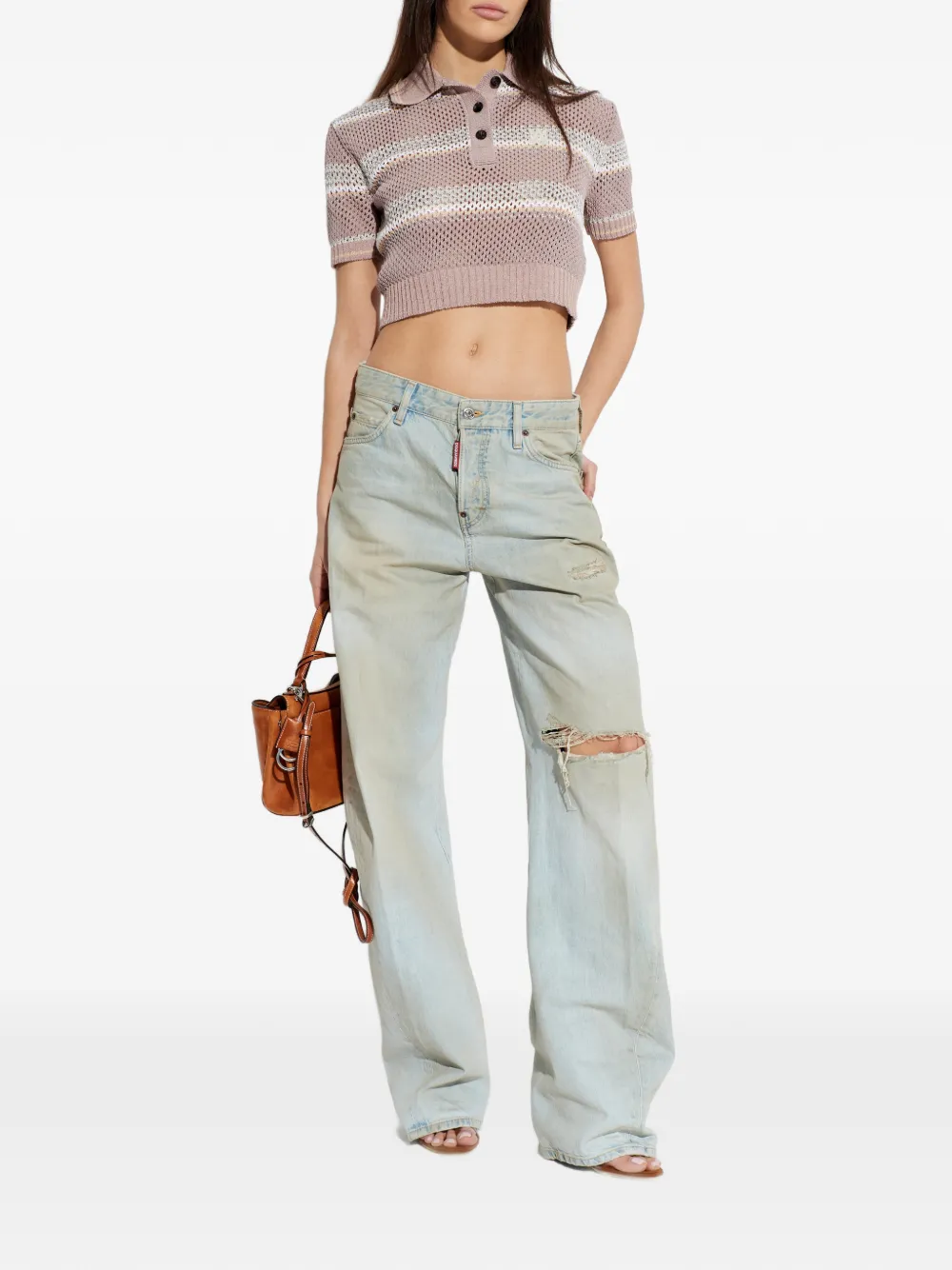 AMIRI Gestreepte polotop met knopen Roze