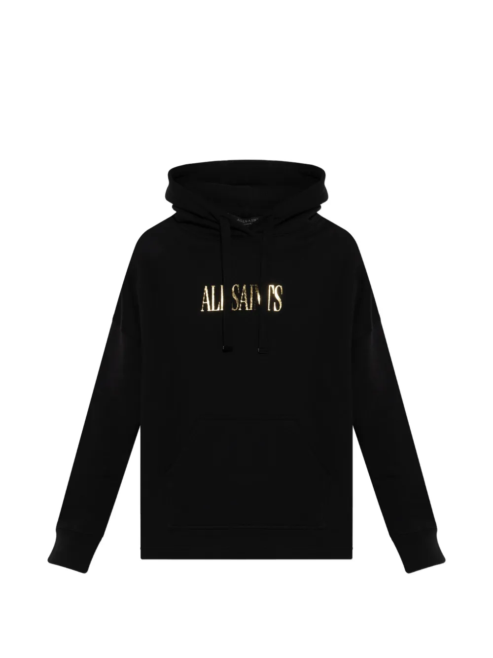 AllSaints logo-print organic-cotton hoodie - Nero