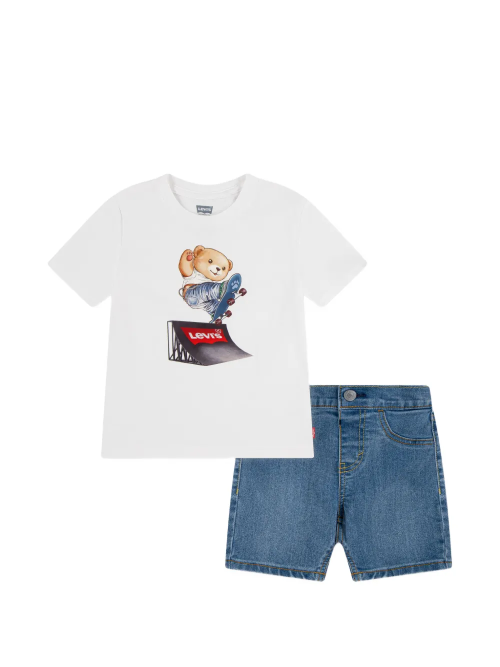 Levi's Kids teddy-graphic shorts set (set of two) - Bianco