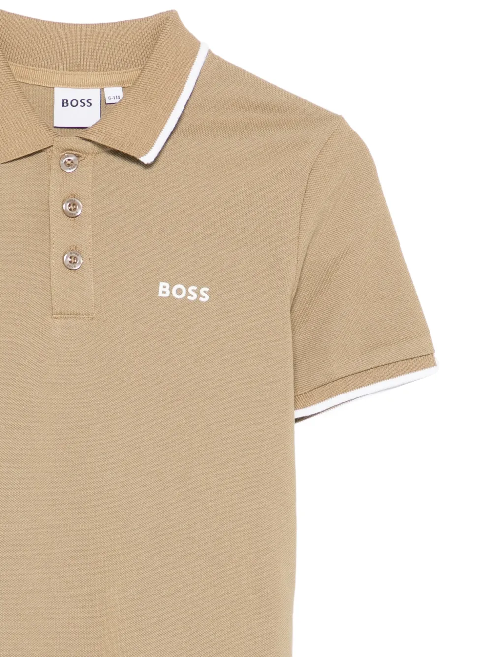  Boss Kidswear Contrasting-trim Polo Shirt - Neutrals 