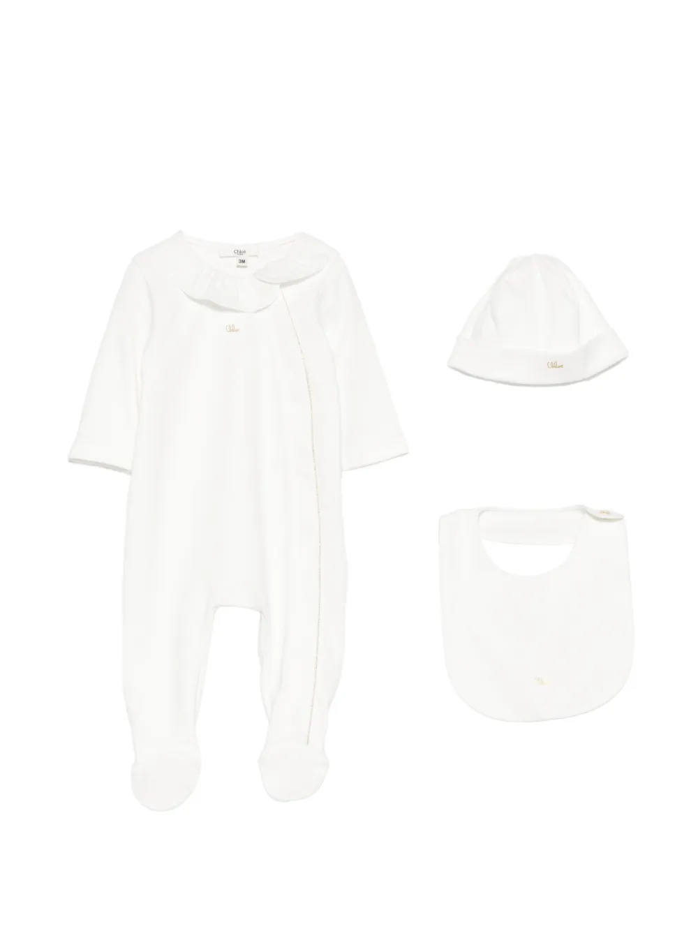 Chloé Babies' Logo Pajamas (set Of Three) In White