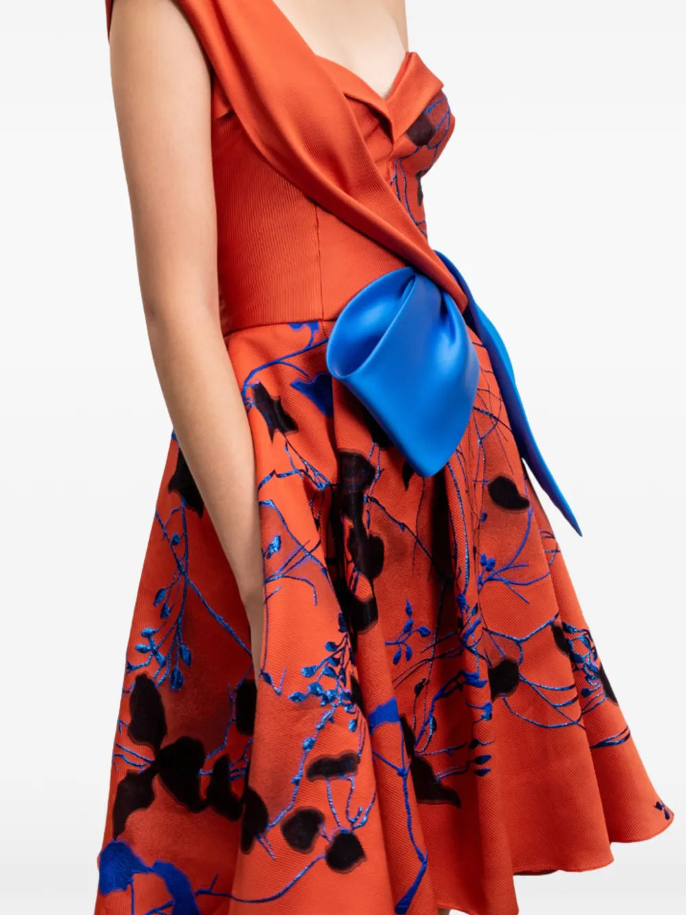Gemy Maalouf Mini-jurk met strikdetail Oranje