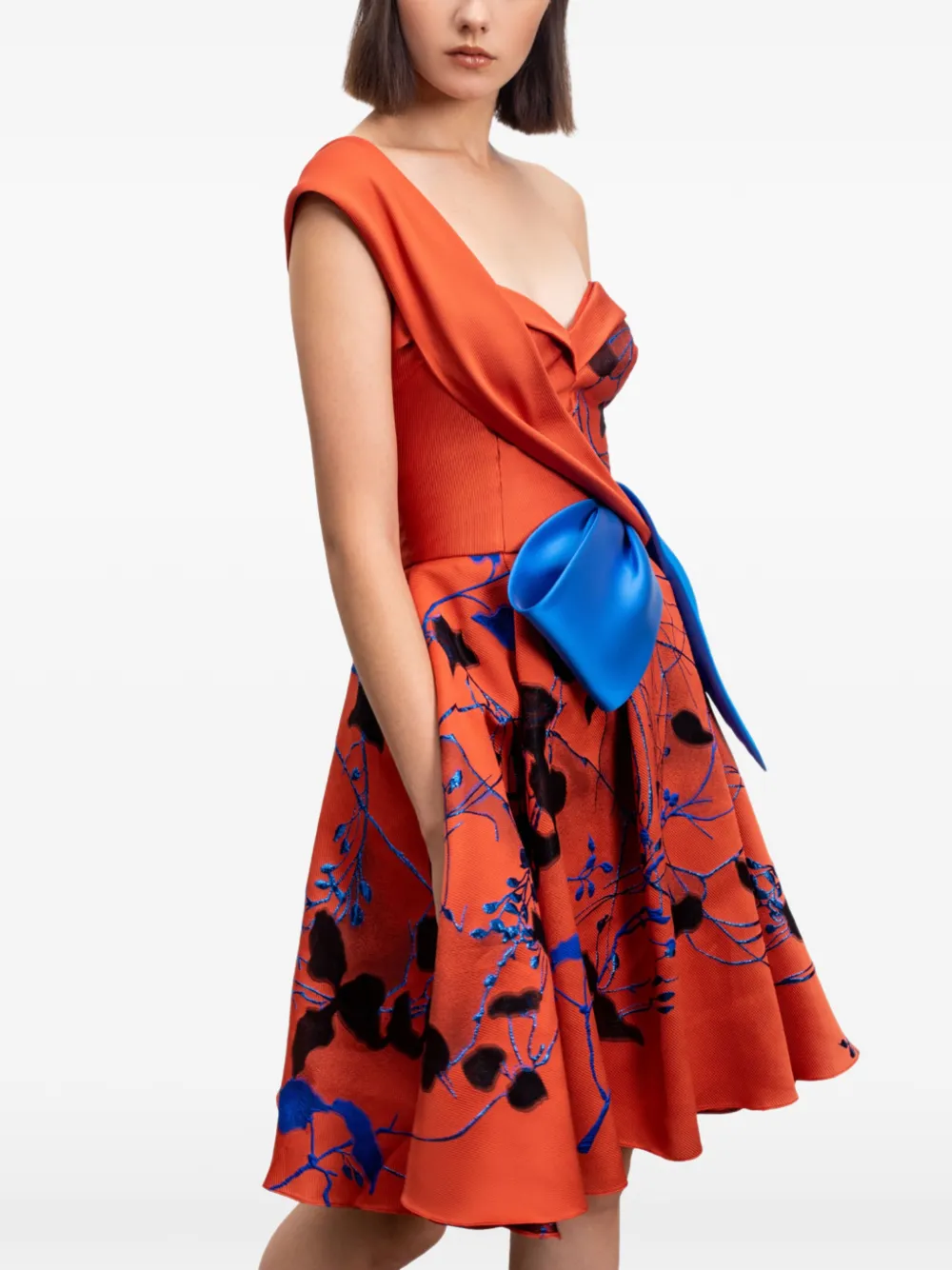 Gemy Maalouf Mini-jurk met strikdetail Oranje