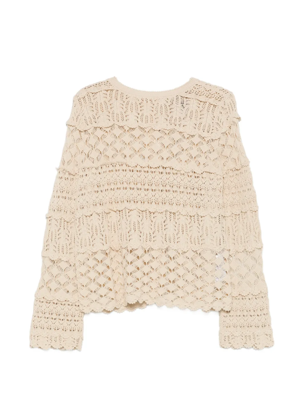 Semicouture tiered crochet cardigan - Nude