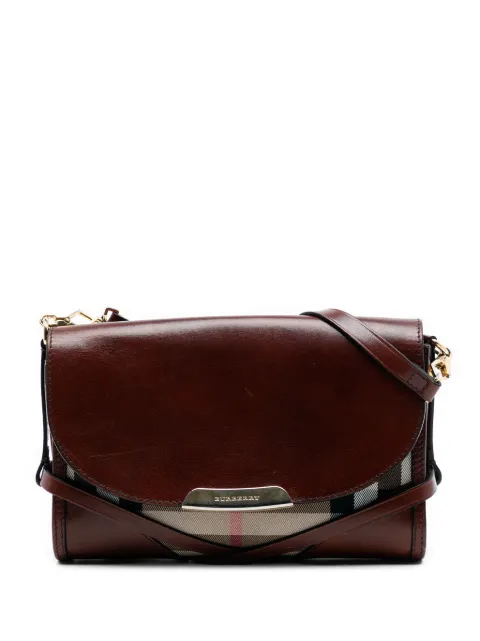 Burberry Pre-Owned 2000-2017 Leather and House Check Canvas Bridle Abbott crossbody bag