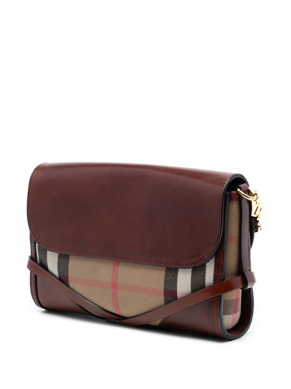 2000-2017 Leather And House Check Canvas Bridle Abbott Crossbody Bag