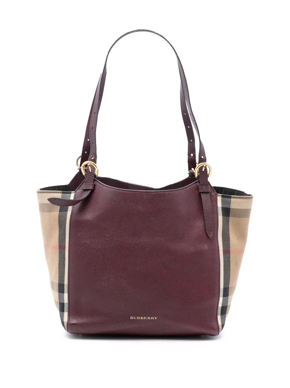 Burberry Pre-Owned 2000-2017 Small Leather and House Check Canvas Canterbury tote bag - Rosso