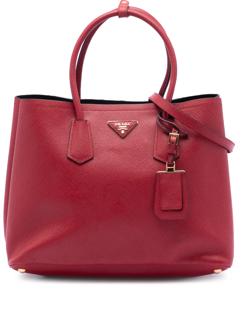 Prada Pre-Owned 2010-2025 Large Saffiano Cuir Double satchel - Rosso