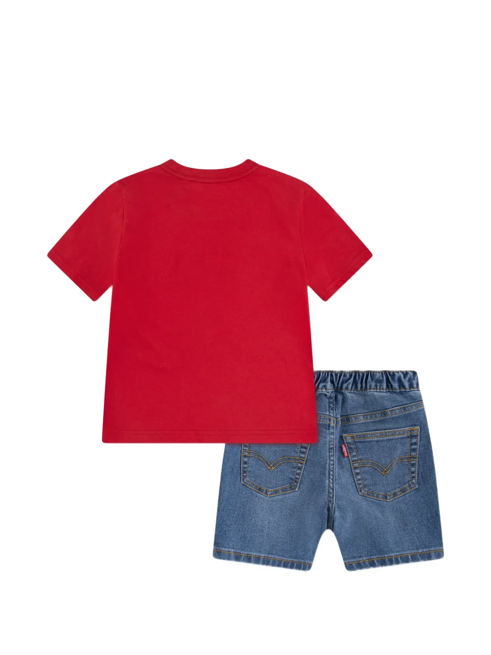  Levi's Kids Logo-print Denim Shorts Set - Red 