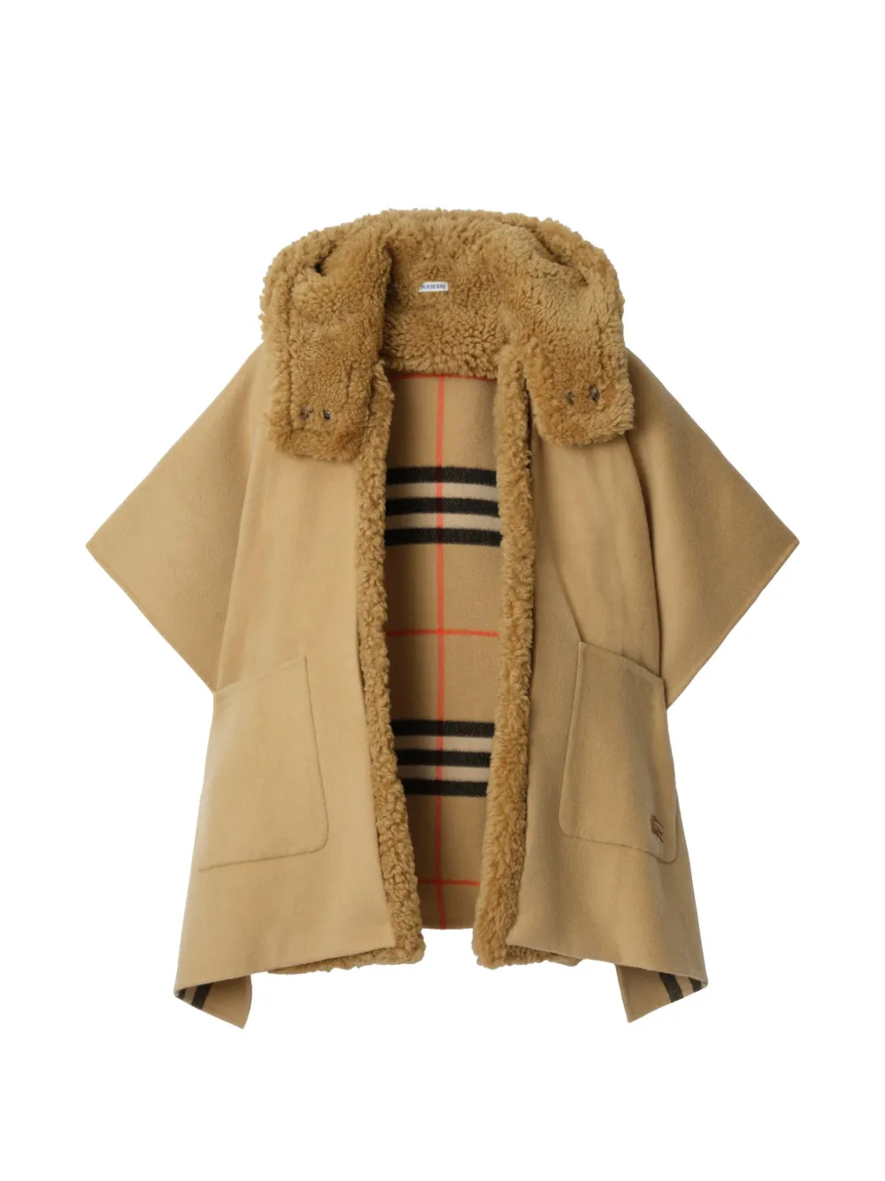 Burberry Wendbares Kaschmir-Cape mit Shearling-Besatz - Nude