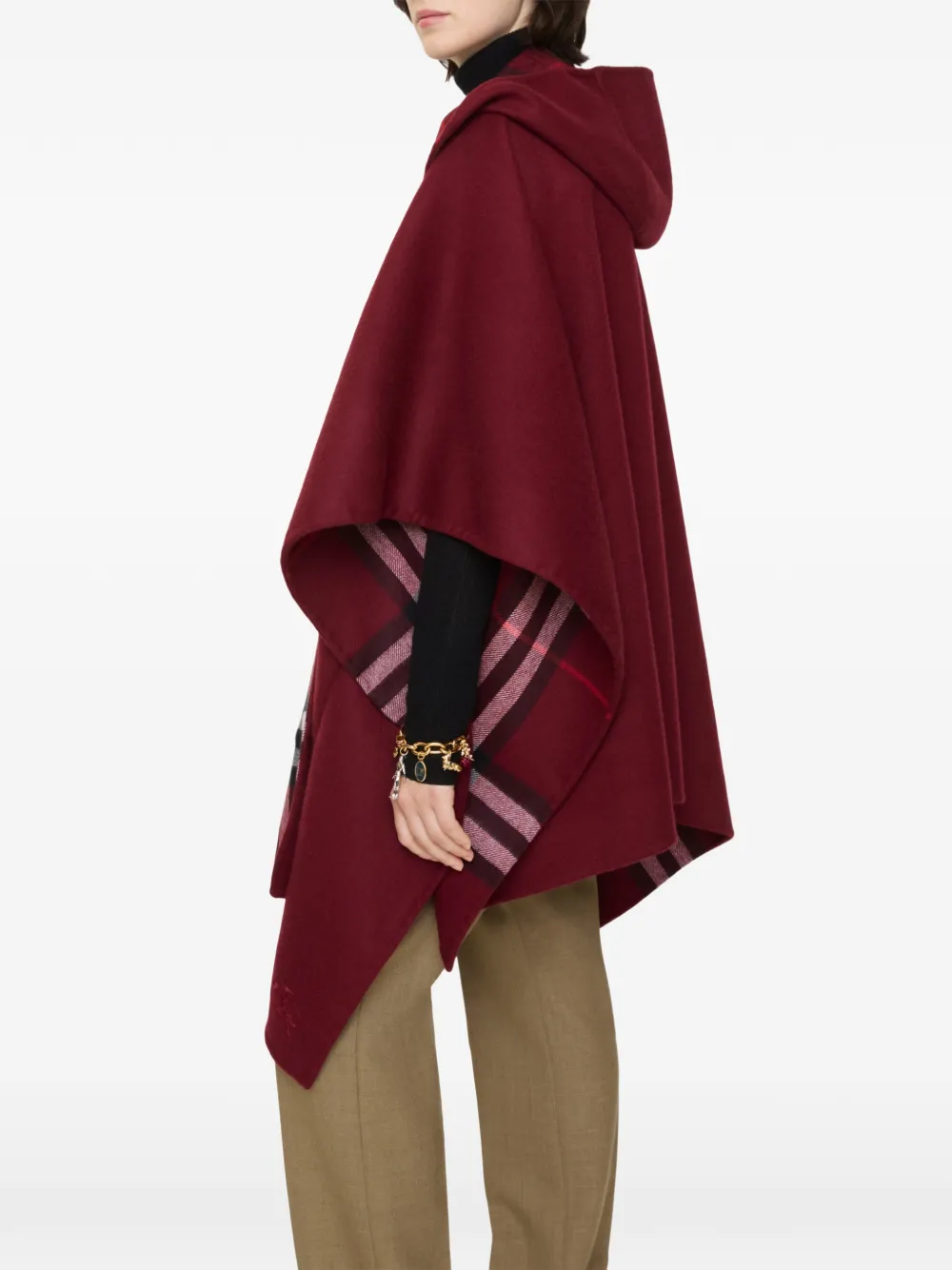 Burberry Kasjmier cape met capuchon Rood