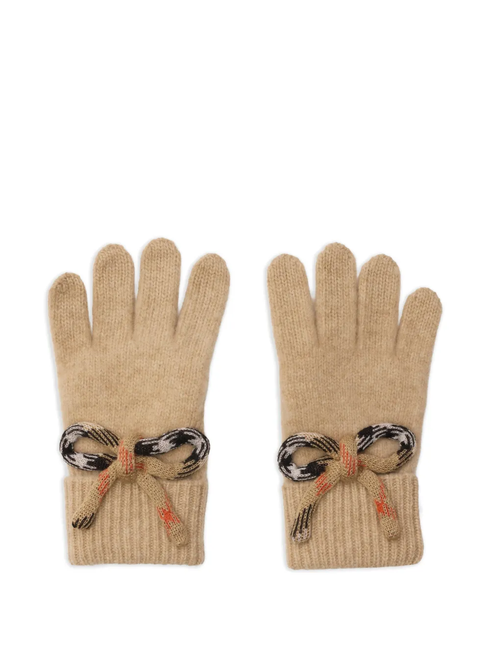 Burberry Kids Check bow wool cashmere gloves - Neutrals
