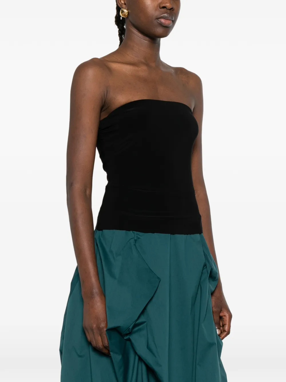  Norma Kamali Ruched Sleeveless Top - Black 